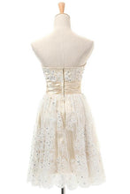 Lace Homecoming Dress A-line V-neck Ivory Lace Short Prom Dress Chic Party Dress JK518