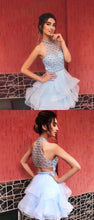 Sexy Homecoming Dress A-line Halter Rhinestone Light Sky Blue Short Prom Dress Party Dress JK525|Annapromdress