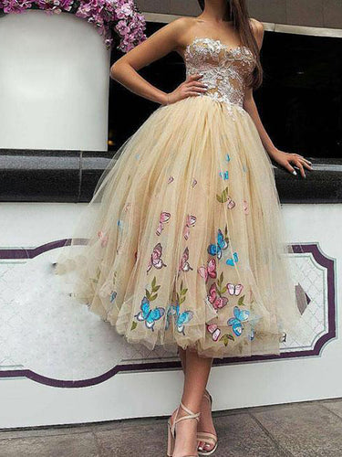 Sexy Homecoming Dress A-line Sweetheart Appliques Butterfly Short Prom Dress Party Dress JK528