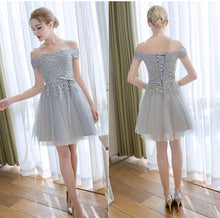 Cute Homecoming Dress Off-the-shoulder A-line Lace-up Tulle Short Prom Dress Sexy Party Dress JK533