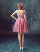 Sexy Homecoming Dress A-line V-neck Lace Tulle Short Prom Dress Party Dress JK534