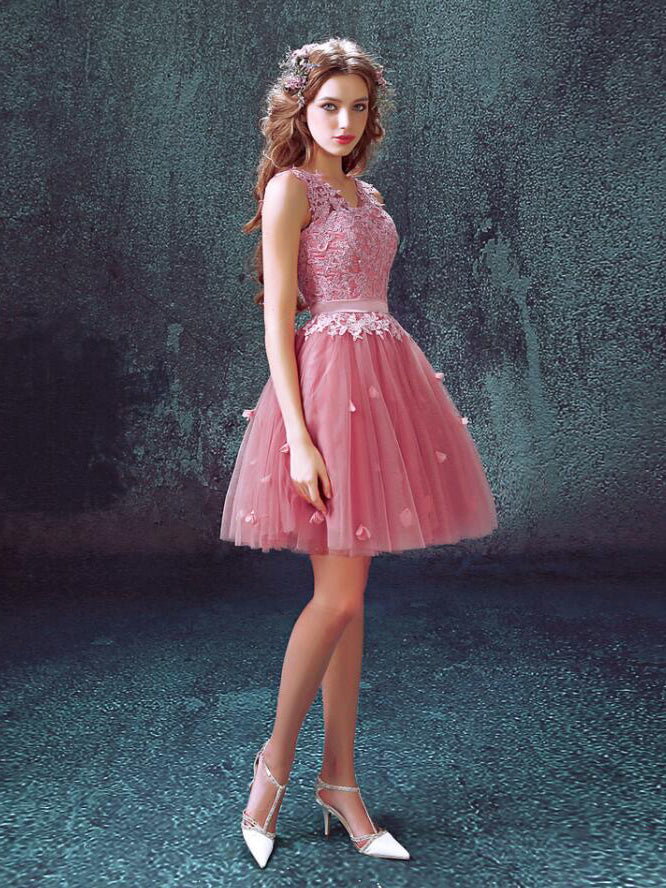 Sexy Homecoming Dress A-line V-neck Lace Tulle Short Prom Dress Party Anna PromDress Sexy Homecoming Dress A-line V-neck Lace Tulle Short Prom Dress Party Anna PromDress