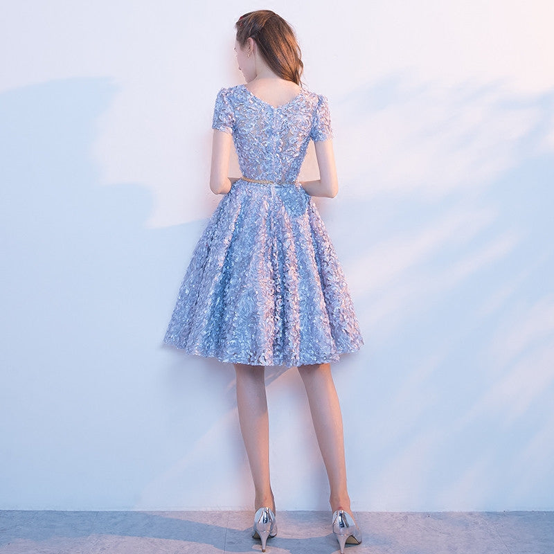 Cute Homecoming Dress Scoop A-line Knee-length Lace Short Prom Dress S Anna PromDress Cute Homecoming Dress Scoop A-line Knee-length Lace Short Prom Dress S Anna PromDress