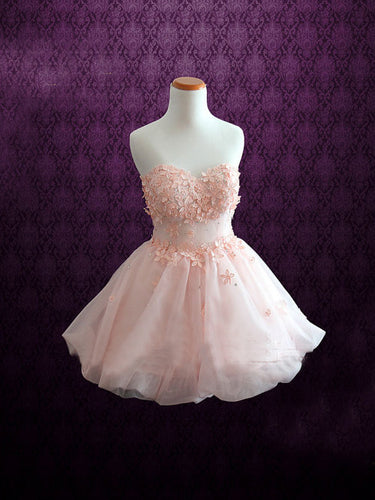 Chic Homecoming Dress Sweetheart A Line Hand Made Flower Cute Short Prom Dress Party Dress JK538