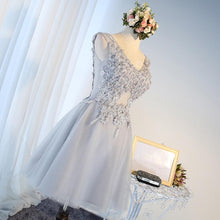Cute Homecoming Dress V-neck A-line Lace White Tulle Short Prom Dress Sexy Party Dress JK542