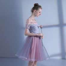 Lace Homecoming Dress A Line Off-the-shoulder Short Sleeve Short Prom Dress Party Dress JK546