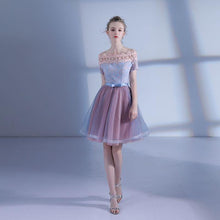 Lace Homecoming Dress A Line Off-the-shoulder Short Sleeve Short Prom Dress Party Dress JK546