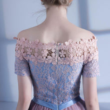 Lace Homecoming Dress A Line Off-the-shoulder Short Sleeve Short Prom Dress Party Dress JK546