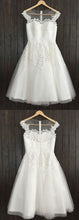 White Homecoming Dress A-line Scoop Appliques Tulle Short Prom Dress Party Dress JK550