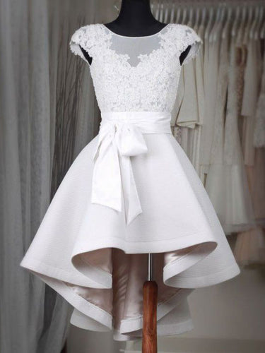 High Low Homecoming Dress Scoop A-line Satin Short Prom Dress Party Dress JK563|Annapromdress