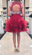 Two Piece Homecoming Dresses Scoop A-line Beading Short Prom Dress Party Dress JK568|Annapromdress