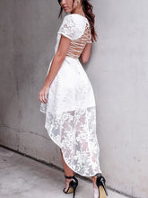 High Low Homecoming Dresses V-neck Lace Open Back Short Prom Dress Party Dress JK575|Annapromdress