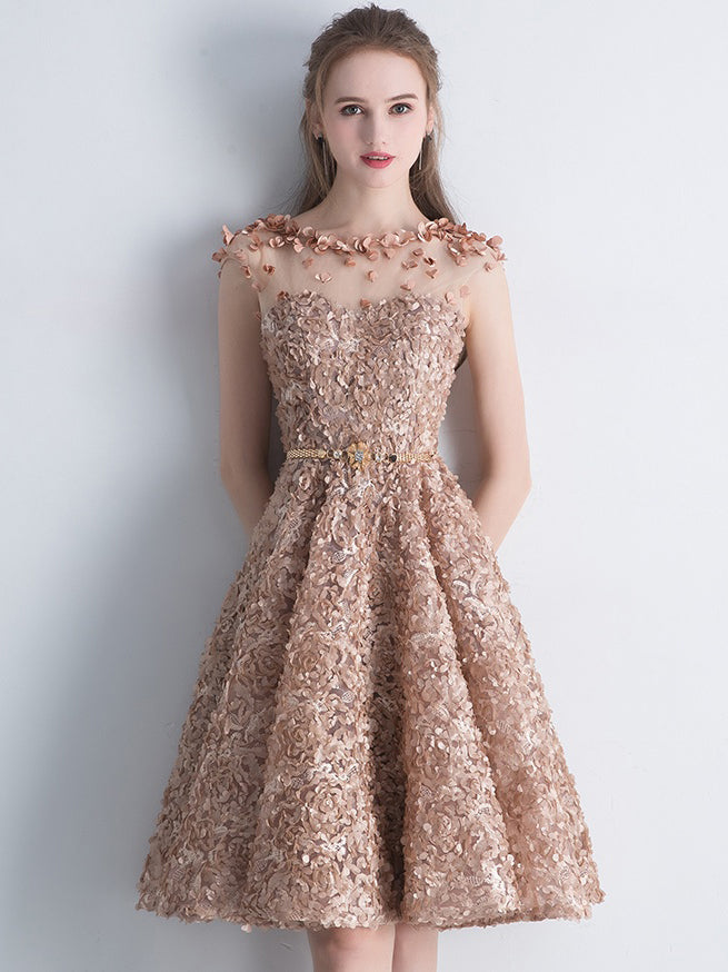 Chic Homecoming Dresses Knee-length A-line Lace Short Prom Dress Party Dress  JK578|Annapromdress  Anna PromDress
