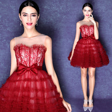 Burgundy Homecoming Dresses Ball Gown Lace Short Prom Dress Party Dress JK580|Annapromdress