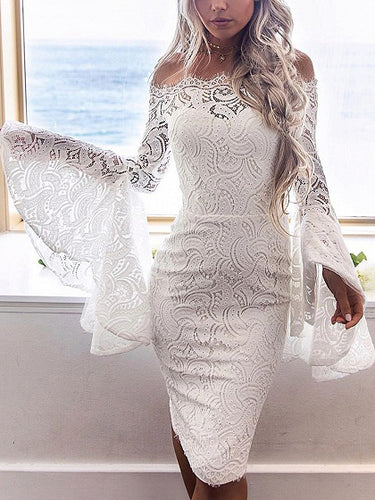 Long Sleeve Homecoming Dresses Shealth Column Short Prom Dress Lace Party Dress JK581|Annapromdress