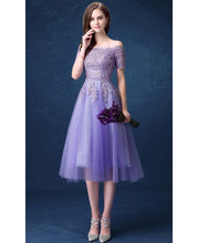 Lilac Homecoming Dresses Off-the-shoulder Chic Short Prom Dress Party Dress JK594|Annapromdress