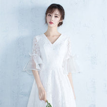 Half Sleeve Homecoming Dresses Aline White Short Prom Dress Lace Party Dress JK597|Annapromdress