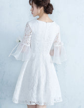 Half Sleeve Homecoming Dresses Aline White Short Prom Dress Lace Party Dress JK597|Annapromdress