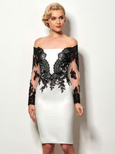 Long Sleeve Homecoming Dresses Black Sheath Short Prom Dress Party Dress JK599|Annapromdress