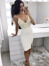 Beautiful Homecoming Dresses Beading Slit Sheath Sparkly Prom Dress Party Dress JK602|Annapromdress