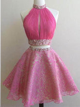 Two Piece Homecoming Dresses A Line Hot Pink Short Prom Dress Party Dress JK618|Annapromdress