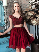 Two Piece Homecoming Dresses V-neck Lace Regency Short Prom Dress Party Dress JK621|Annapromdress