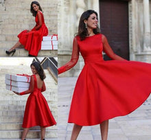 Long Sleeve Homecoming Dresses Red Open Back Short Prom Dress Party Dress JK631|Annapromdress