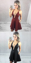 Simple Homecoming Dresses A-line Burgundy Cheap Short Prom Dress Party Dress JK642|Annapromdress