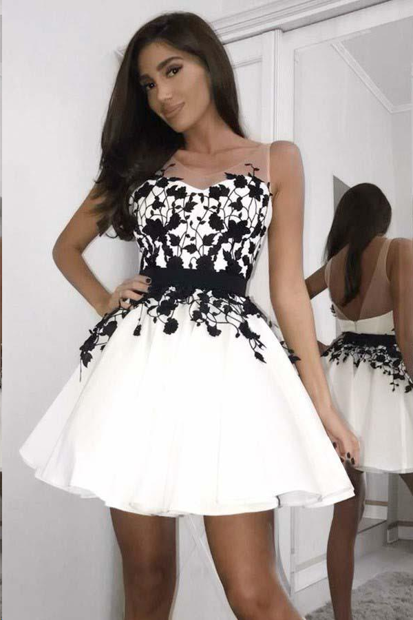 Black and White Homecoming Dresses Chic Short Prom Dress Party Dress JK659|Annapromdress – Anna PromDress Black and White Homecoming Dresses Chic Short Prom Dress Party Dress JK659|Annapromdress – Anna PromDress