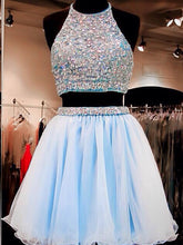 Two Piece Homecoming Dresses Rhinestone A Line Short Prom Dress Party Dress JK683|Annapromdress