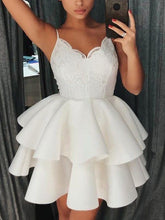 Lace Cute Homecoming Dresses Spaghetti Straps A Line Short Prom Dress Sexy Party Dress JK693|Annapromdress