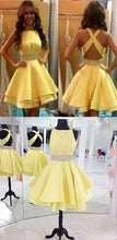 Cheap Yellow Homecoming Dresses Criss-Cross Straps Short Prom Dress Party Dress JK698|Annapromdress
