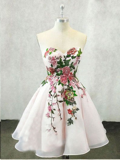 Beautiful Homecoming Dresses A line Embroidery Short Prom Dress Party Dress JK722|Annapromdress