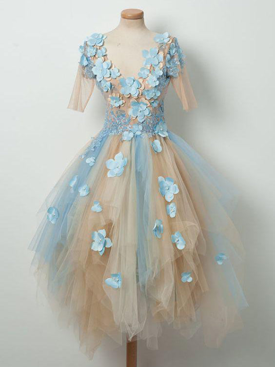 Beautiful Homecoming Dresses Aline Chic V-neck Short Prom Dress Party Dress JK725|Annapromdress