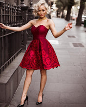 Burgundy Homecoming Dresses Sweetheart Lace Chic Short Prom Dress Party Dress JK731|Annapromdress
