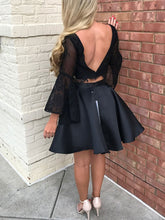 Two Piece Homecoming Dresses Little Black Dress Lace Short Prom Dress Sexy Party Dress JK749|Annapromdress