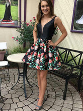 Little Black Dress Floral Print Homecoming Dresses Short Prom Dress Party Dress JK754|Annapromdress