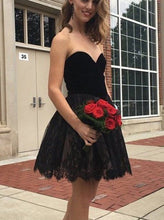 Two Piece Homecoming Dresses Little Black Dress Lace Short Prom Dress Party Dress JK756|Annapromdress