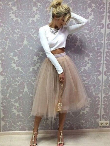 Two Piece Homecoming Dresses Simple Short Prom Dress Long Sleeve Party Dress JK766|Annapromdress