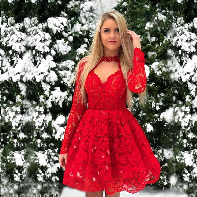 Long Sleeve Homecoming Dresses Open Back Lace Red Short Prom Dress Party Dress JK770|Annapromdress Anna PromDress Long Sleeve Homecoming Dresses Open Back Lace Red Short Prom Dress Party Dress JK770|Annapromdress Anna PromDress