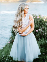 Two Piece Homecoming Dresses Lace Tulle Simple Short Prom Dress Party Dress JK775|Annapromdress