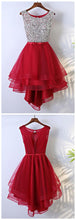 High Low Homecoming Dresses Red Beading A line Short Prom Dress Cute Party Dress JK777|Annapromdress