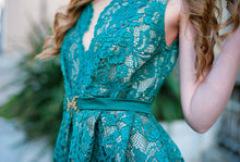 Lace Homecoming Dresses Hunter Green Aline Chic Short Prom Dress Party Dress JK782|Annapromdress