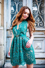 Lace Homecoming Dresses Hunter Green Aline Chic Short Prom Dress Party Dress JK782|Annapromdress