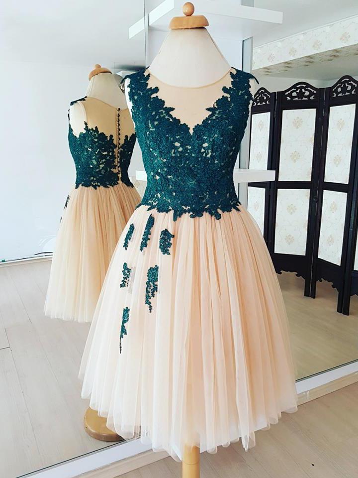 Chic Homecoming Dresses A-line Appliques Tulle Short Prom Dress Simple Party Dress JK787|Annapromdress