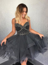 Sparkly Homecoming Dresses Aline Beading Asymmetrical Short Prom Dress Party Dress JK788|Annapromdress