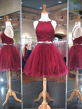Two Piece Homecoming Dresses A-line Lace Burgundy Short Prom Dress Party Dress JK797|Annapromdress