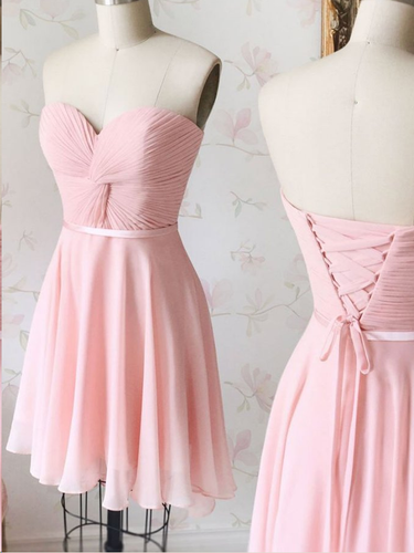 Cute Homecoming Dresses Chiffon Sweetheart Short Prom Dress Pink Party Dress JK820|Annapromdress