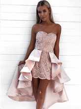 High Low Homecoming Dresses Sweetheart Lace Short Prom Dress Beautiful Party Dress JK829|Annapromdress