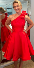 Simple Red Homecoming Dresses Cheap One Shoulder A Line Short Prom Dress Party Dress JK832|Annapromdress